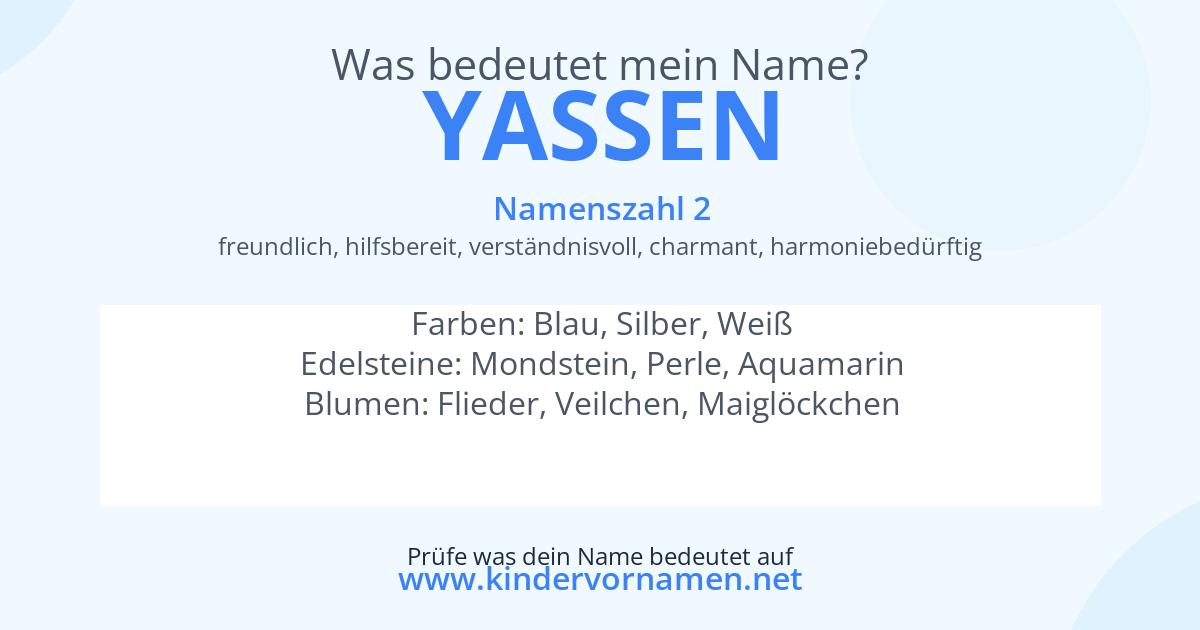 Was bedeutet der Name Yassen?