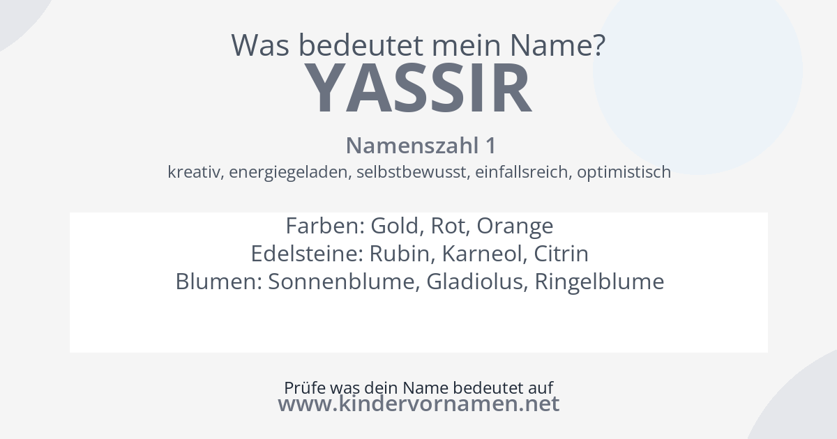 Was bedeutet der Name Yassir?