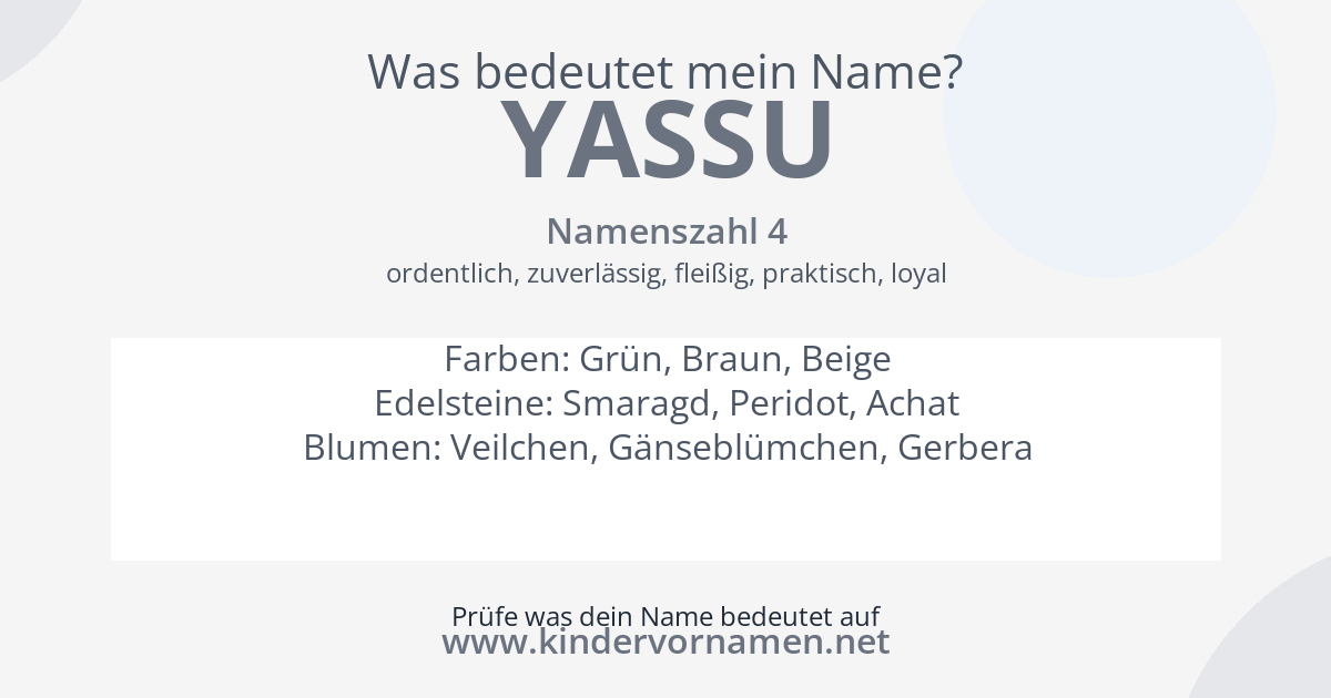 Was bedeutet der Name Yassu?