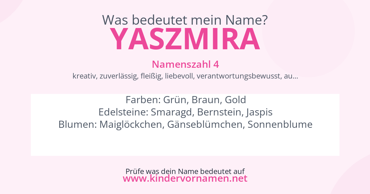 Was bedeutet der Name Yaszmira?