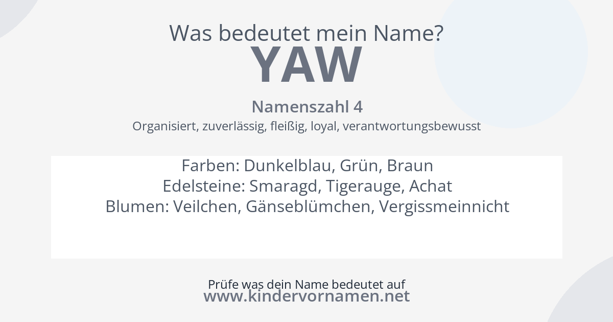 Was bedeutet der Name Yaw?