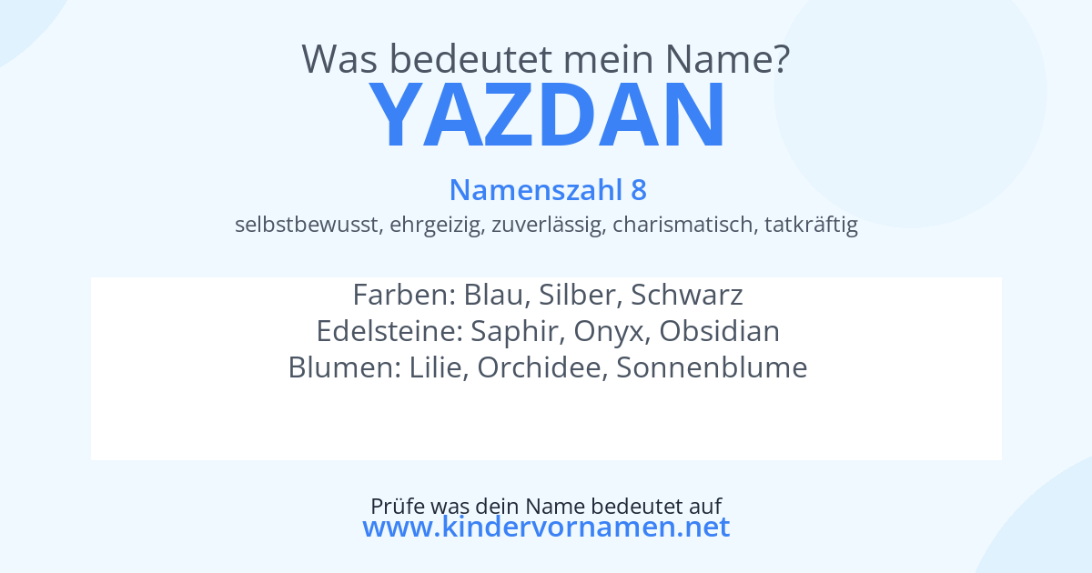Was bedeutet der Name Yazdan?