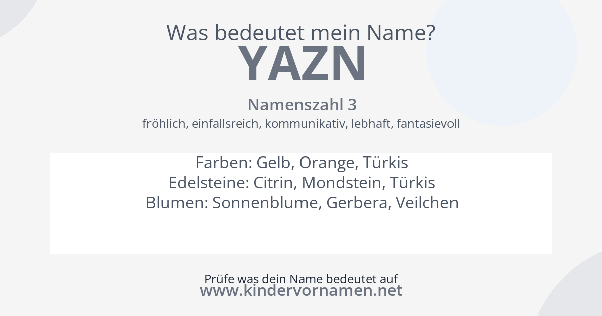 Was bedeutet der Name Yazn?