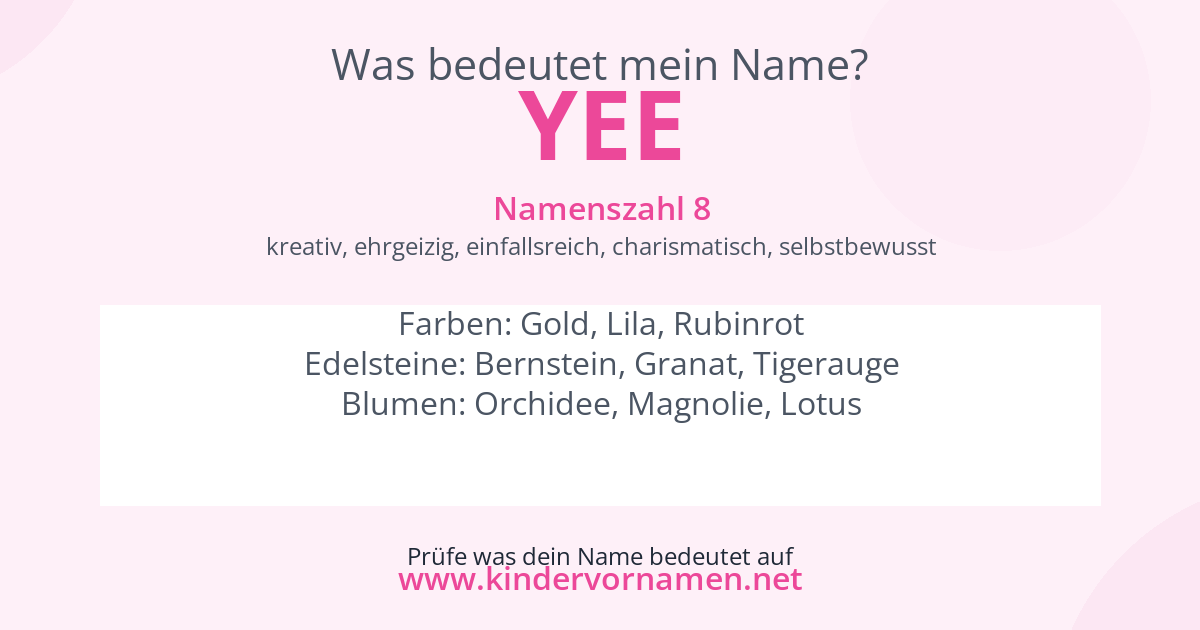 Was bedeutet der Name Yee?