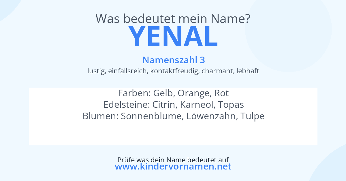 Was bedeutet der Name Yenal?