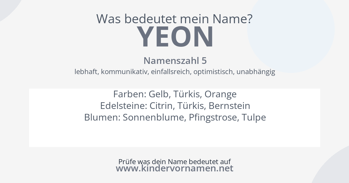 Was bedeutet der Name Yeon?