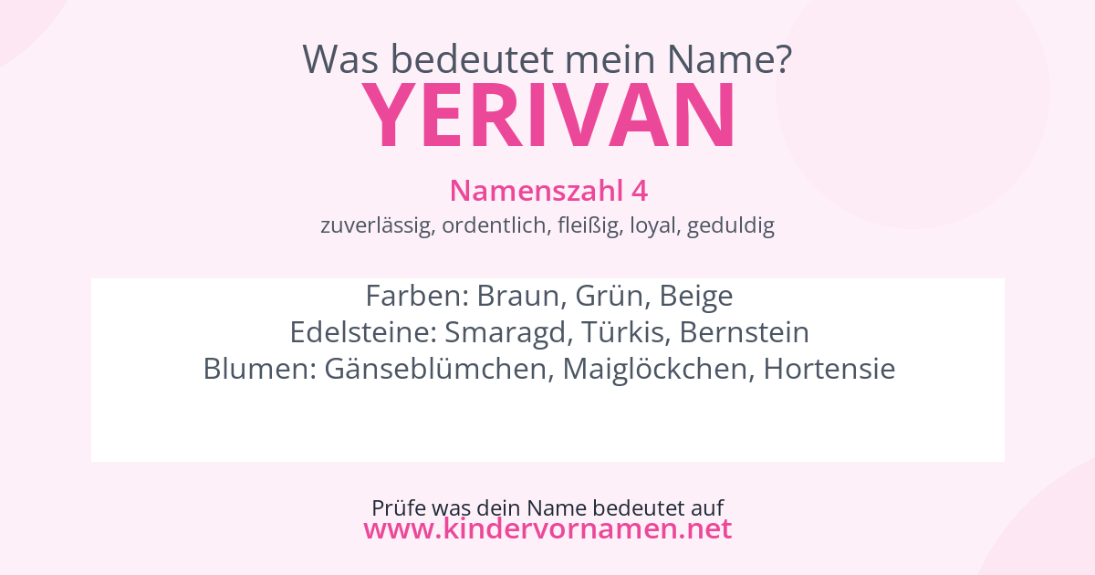 Was bedeutet der Name Yerivan?