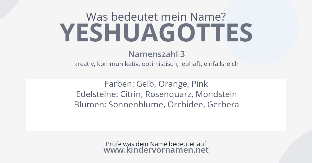Was bedeutet der Name Yeshuagottes?