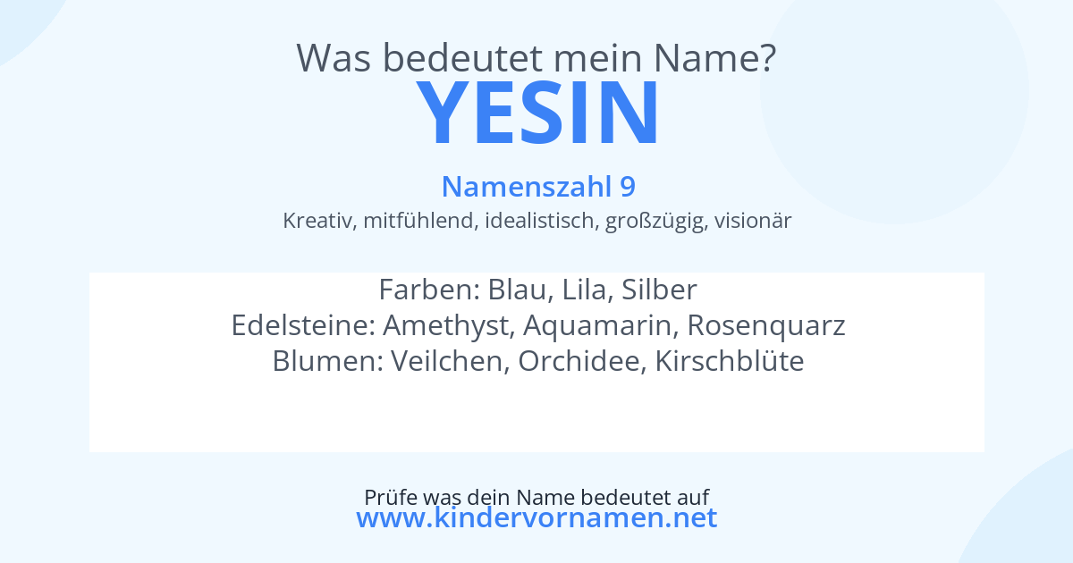Was bedeutet der Name Yesin?