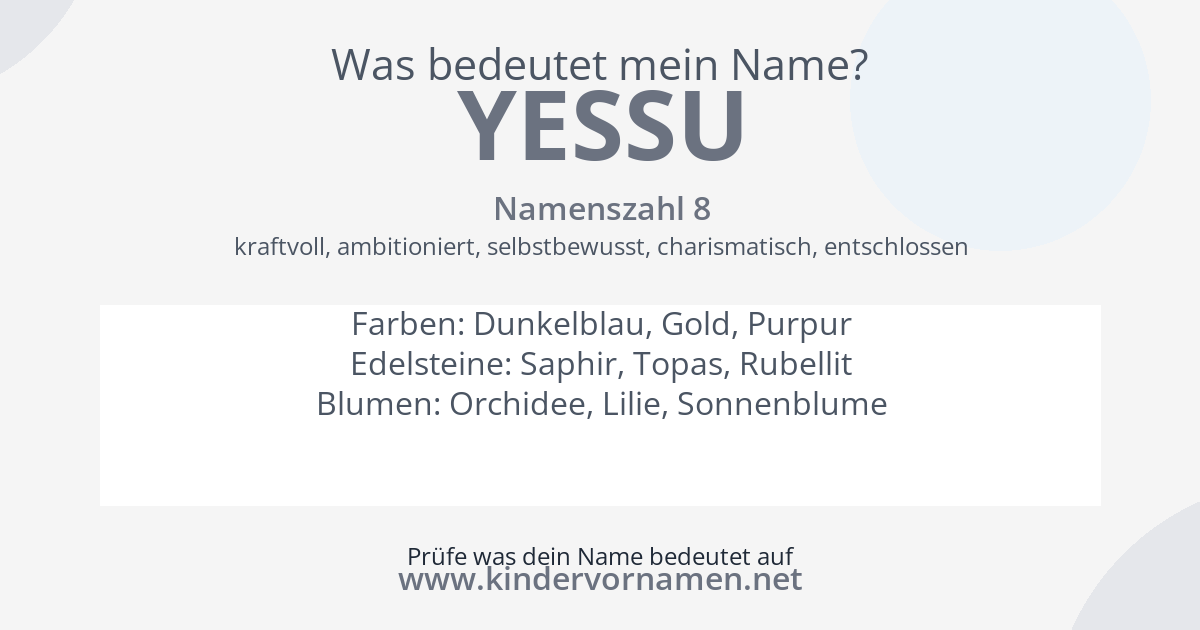 Was bedeutet der Name Yessu?