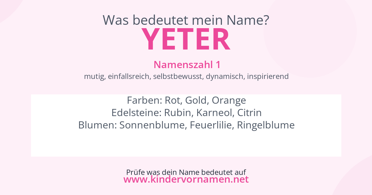 Was bedeutet der Name Yeter?