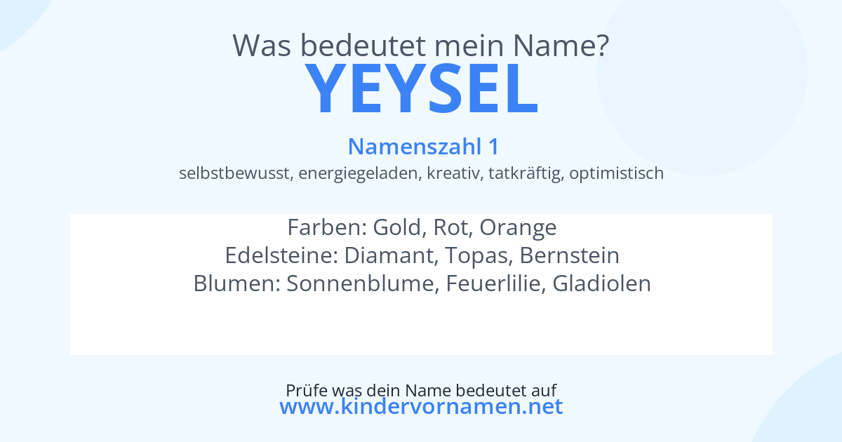 Was bedeutet der Name Yeysel?
