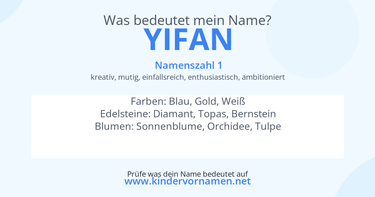 Was bedeutet der Name Yifan?