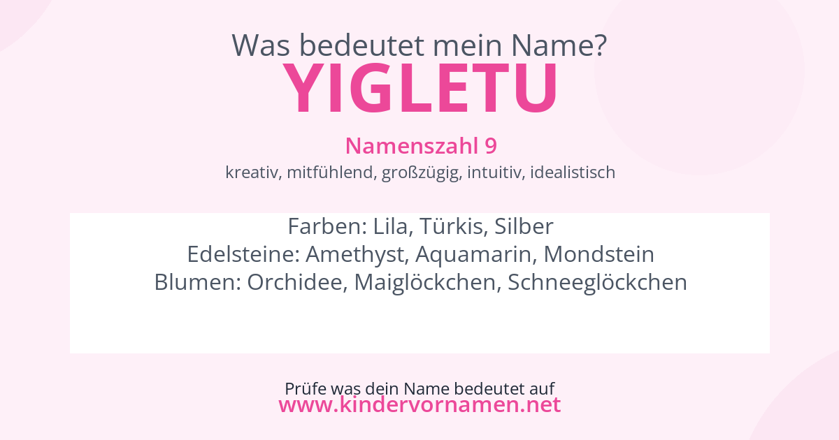 Was bedeutet der Name Yigletu?