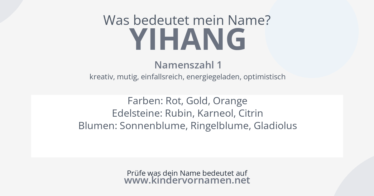 Was bedeutet der Name Yihang?