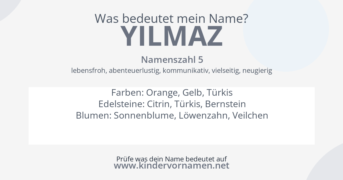 Was bedeutet der Name Yilmaz?