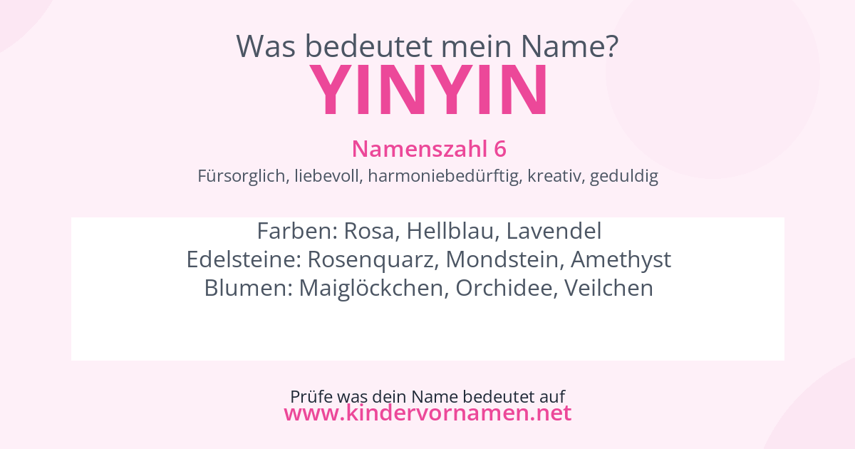 Was bedeutet der Name Yinyin?