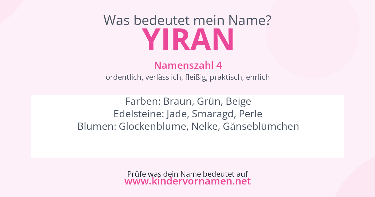 Was bedeutet der Name Yiran?