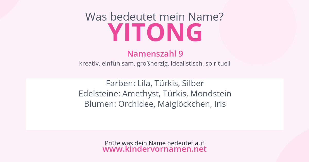 Was bedeutet der Name Yitong?