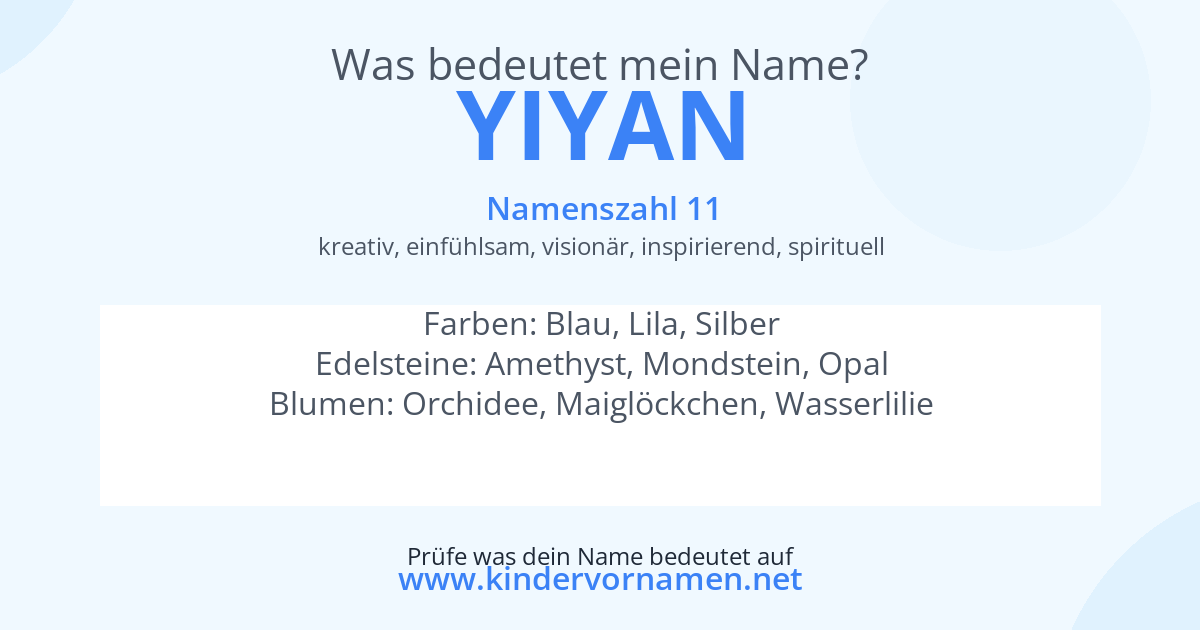 Was bedeutet der Name Yiyan?