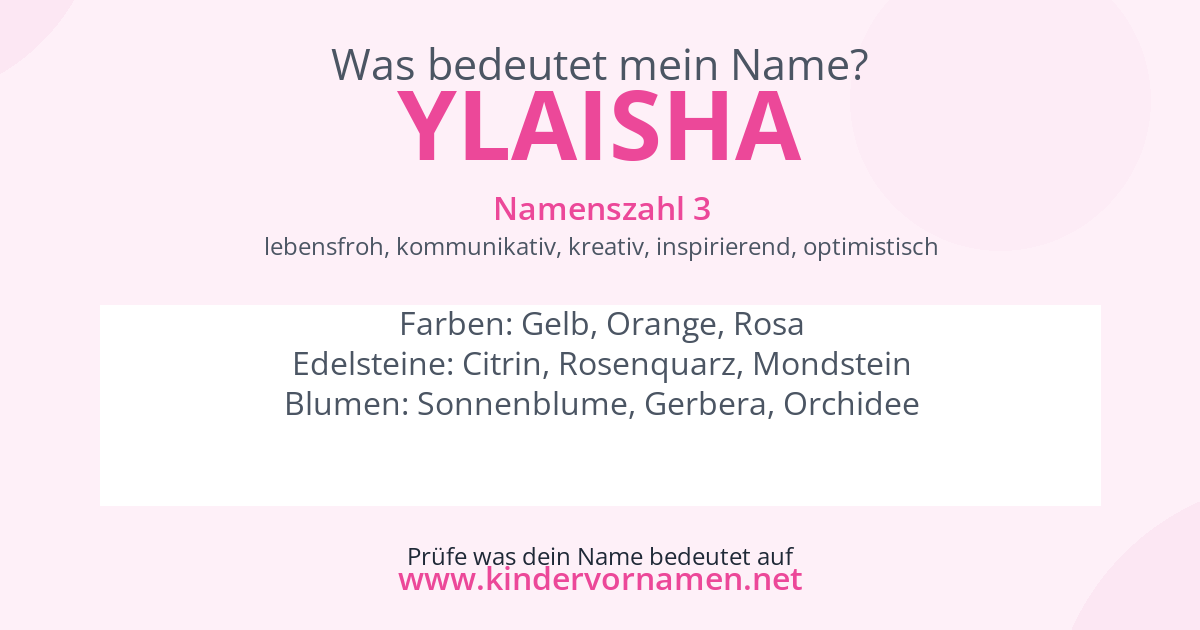 Was bedeutet der Name Ylaisha?