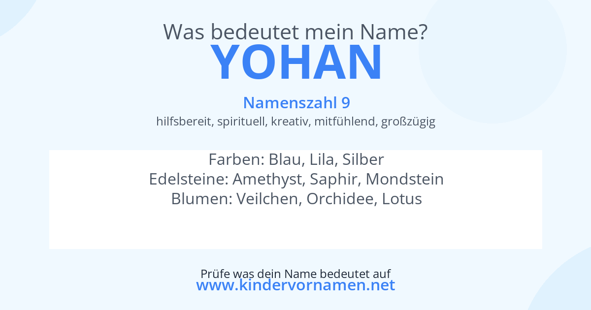 Was bedeutet der Name Yohan?
