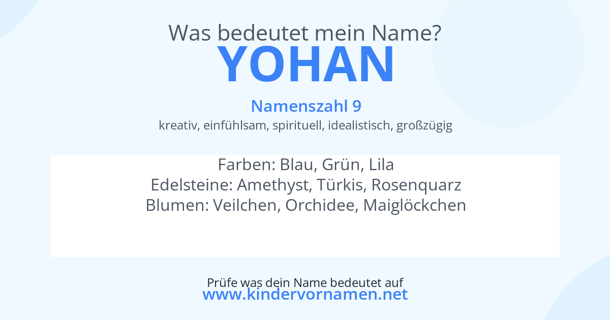 Was bedeutet der Name Yohan?