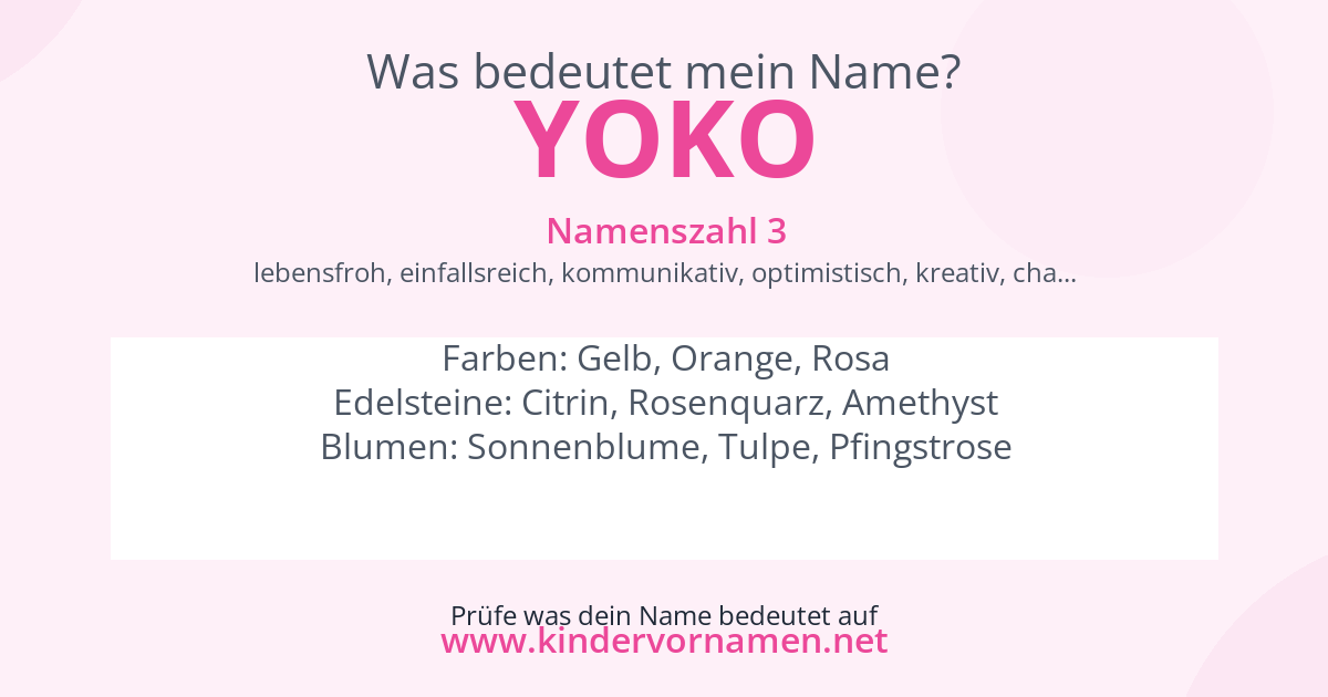 Was bedeutet der Name Yoko?