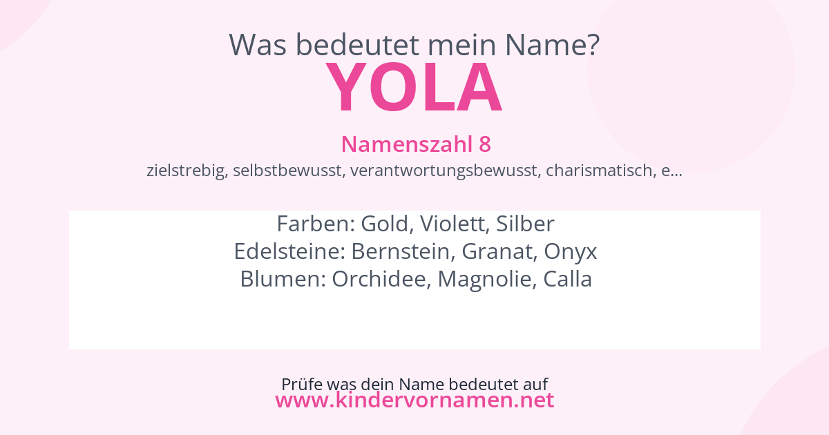 Was bedeutet der Name Yola?