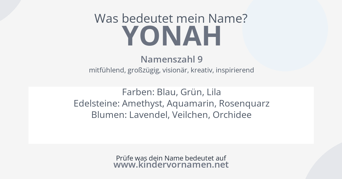 Was bedeutet der Name Yonah?