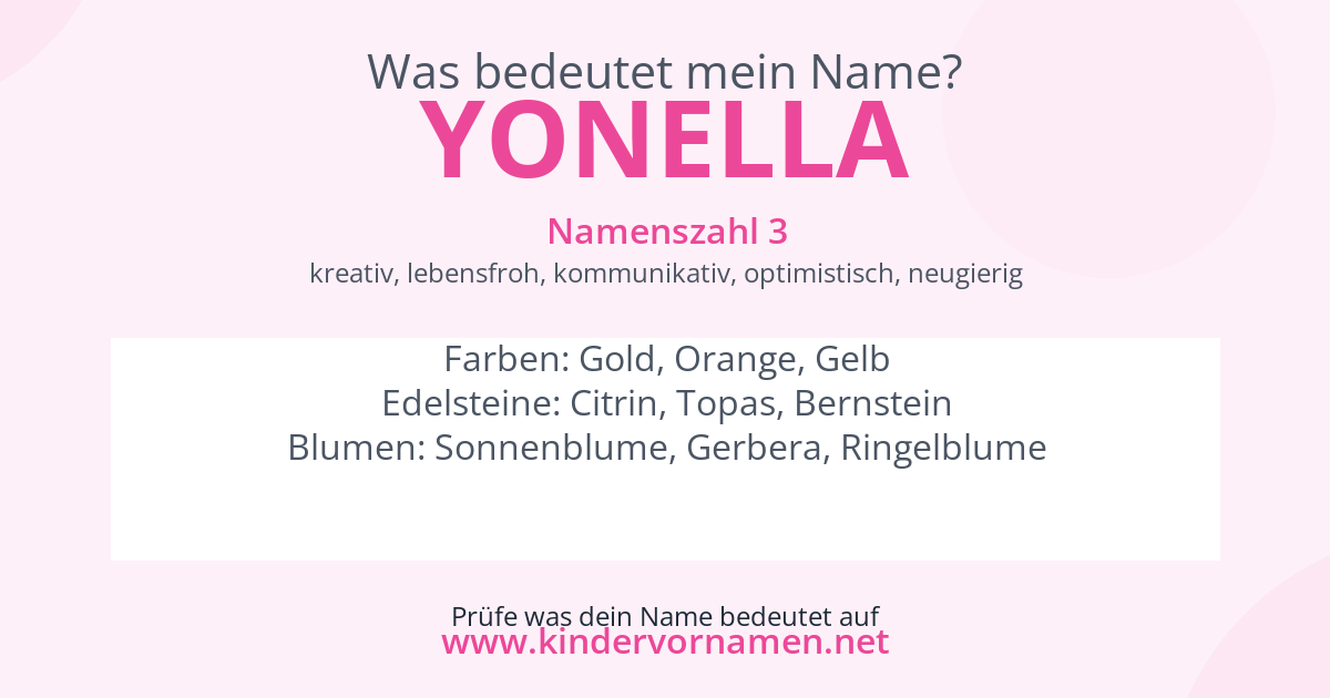 Was bedeutet der Name Yonella?