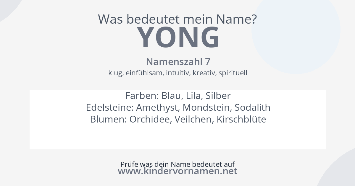Was bedeutet der Name Yong?