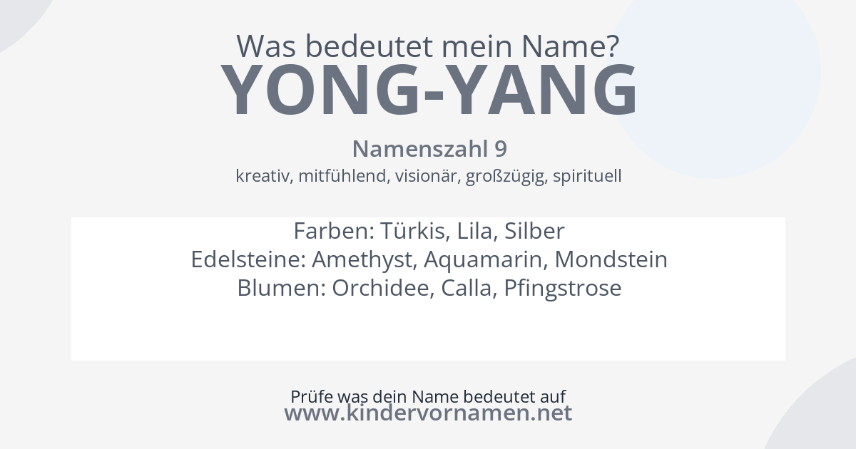 Was bedeutet der Name Yong-Yang?