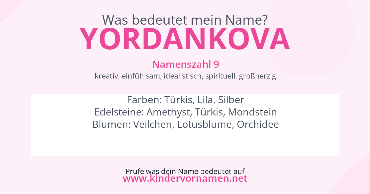 Was bedeutet der Name Yordankova?
