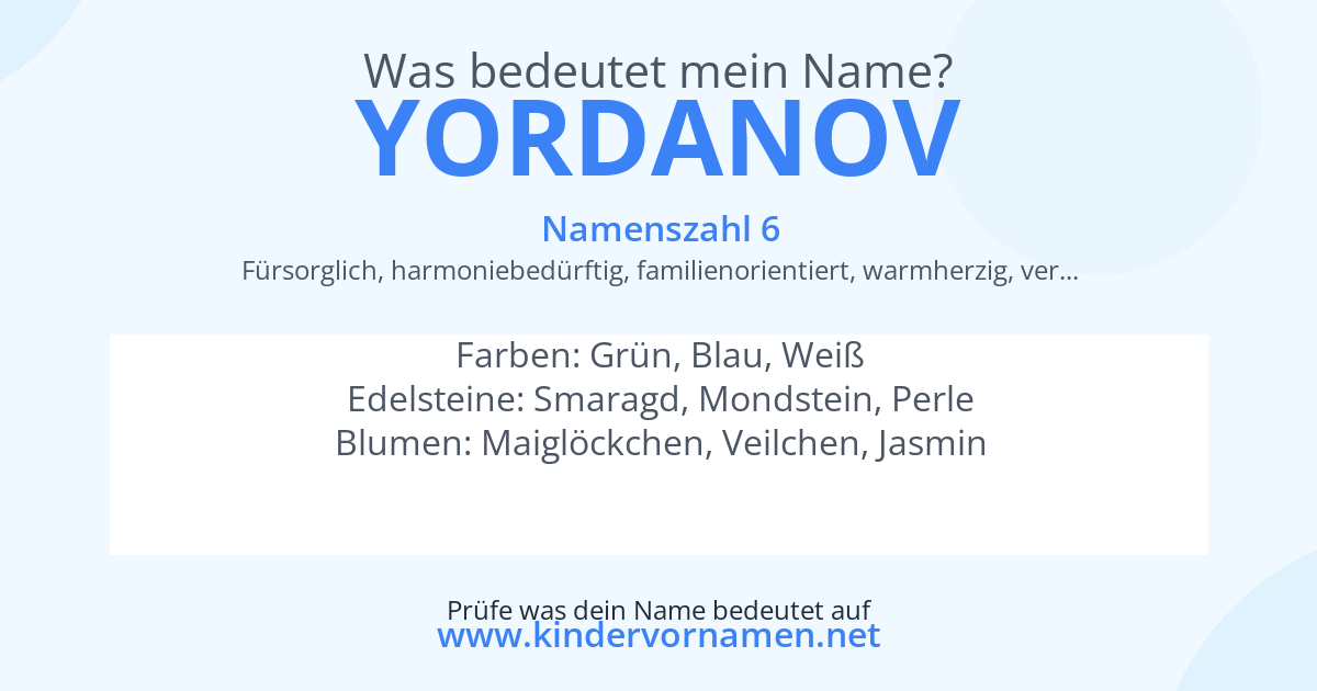 Was bedeutet der Name Yordanov?