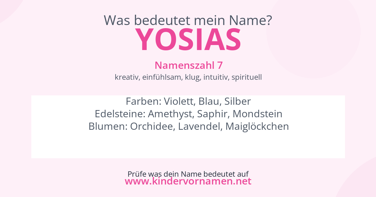 Was bedeutet der Name Yosias?