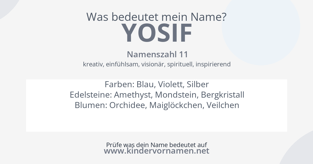 Was bedeutet der Name Yosif?