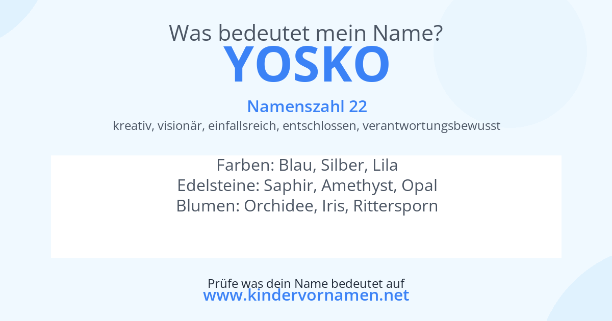 Was bedeutet der Name Yosko?