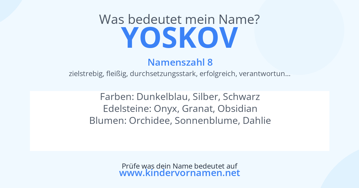 Was bedeutet der Name Yoskov?