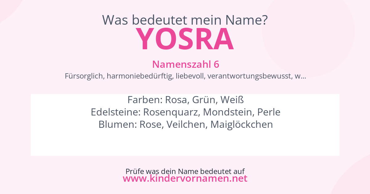 Was bedeutet der Name Yosra?