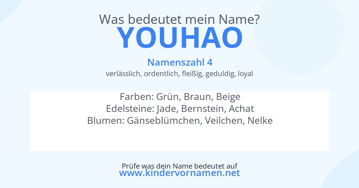 Was bedeutet der Name Youhao?