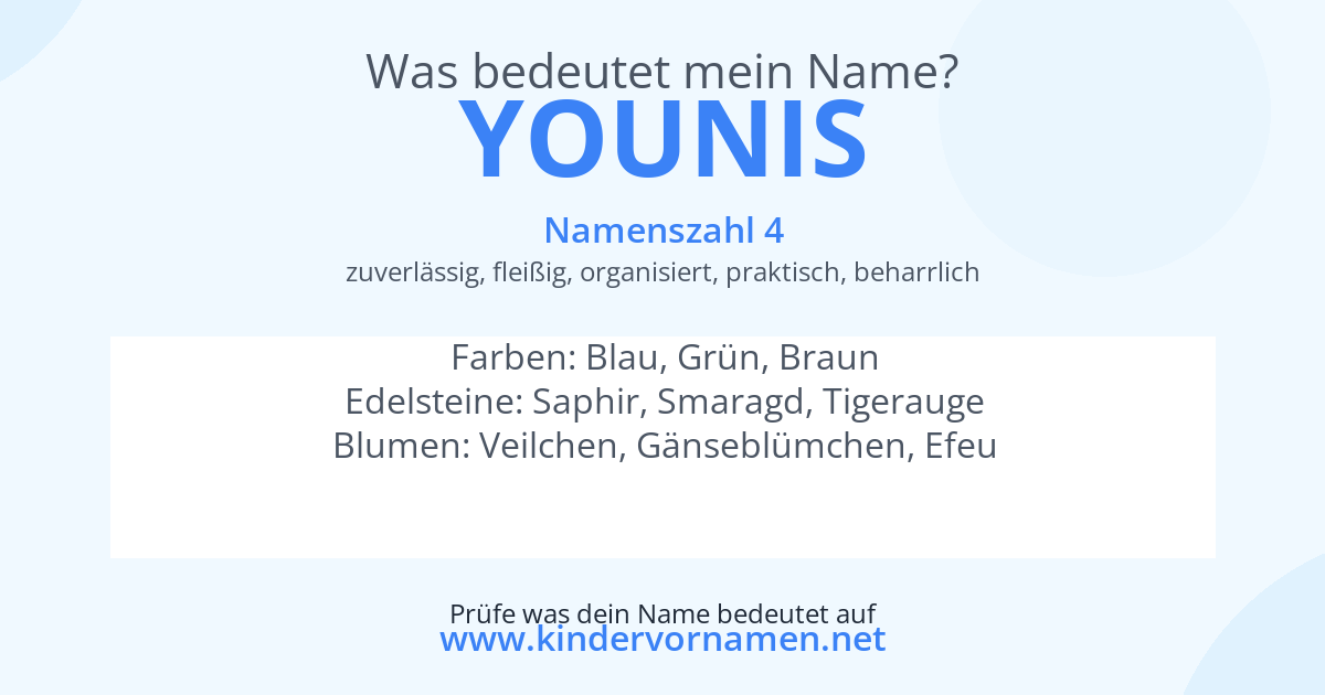 Was bedeutet der Name Younis?