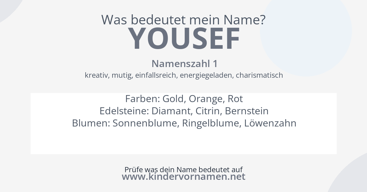 Was bedeutet der Name Yousef?