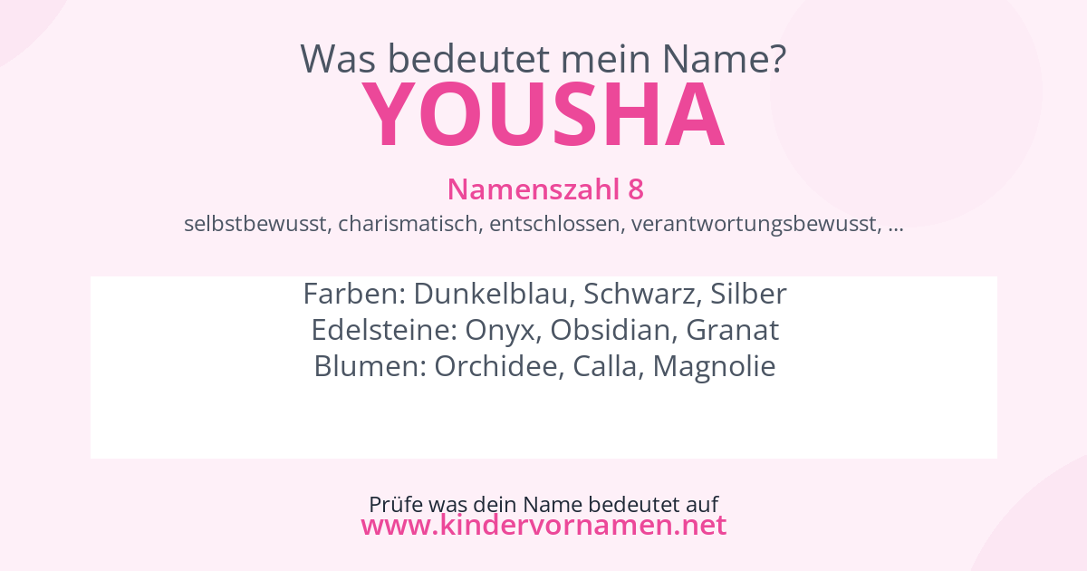Was bedeutet der Name Yousha?