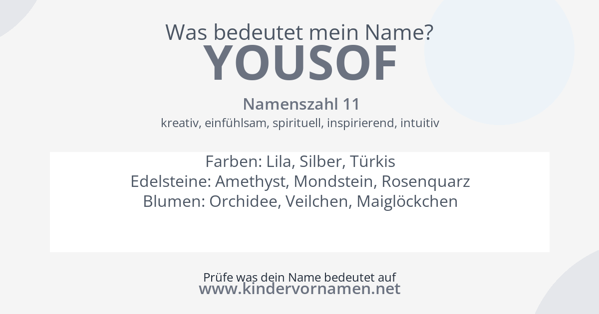 Was bedeutet der Name Yousof?