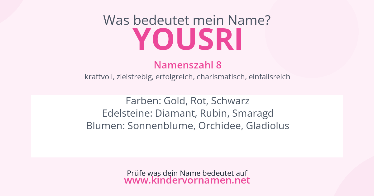 Was bedeutet der Name Yousri?