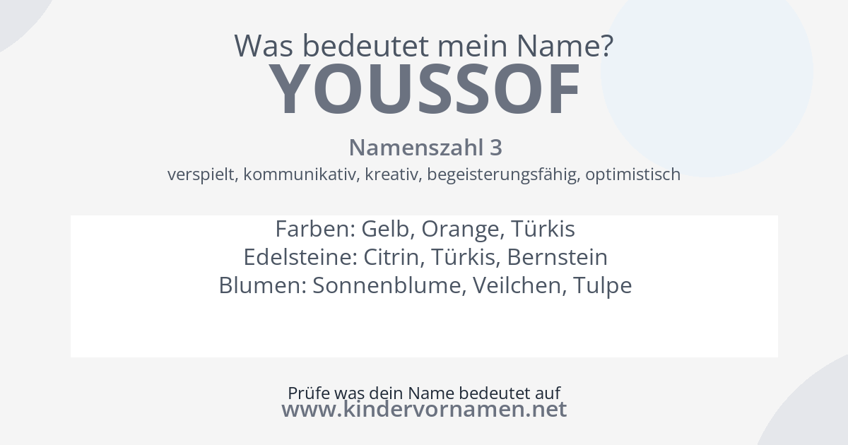 Was bedeutet der Name Youssof?