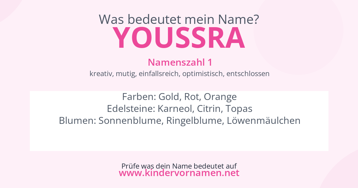 Was bedeutet der Name Youssra?