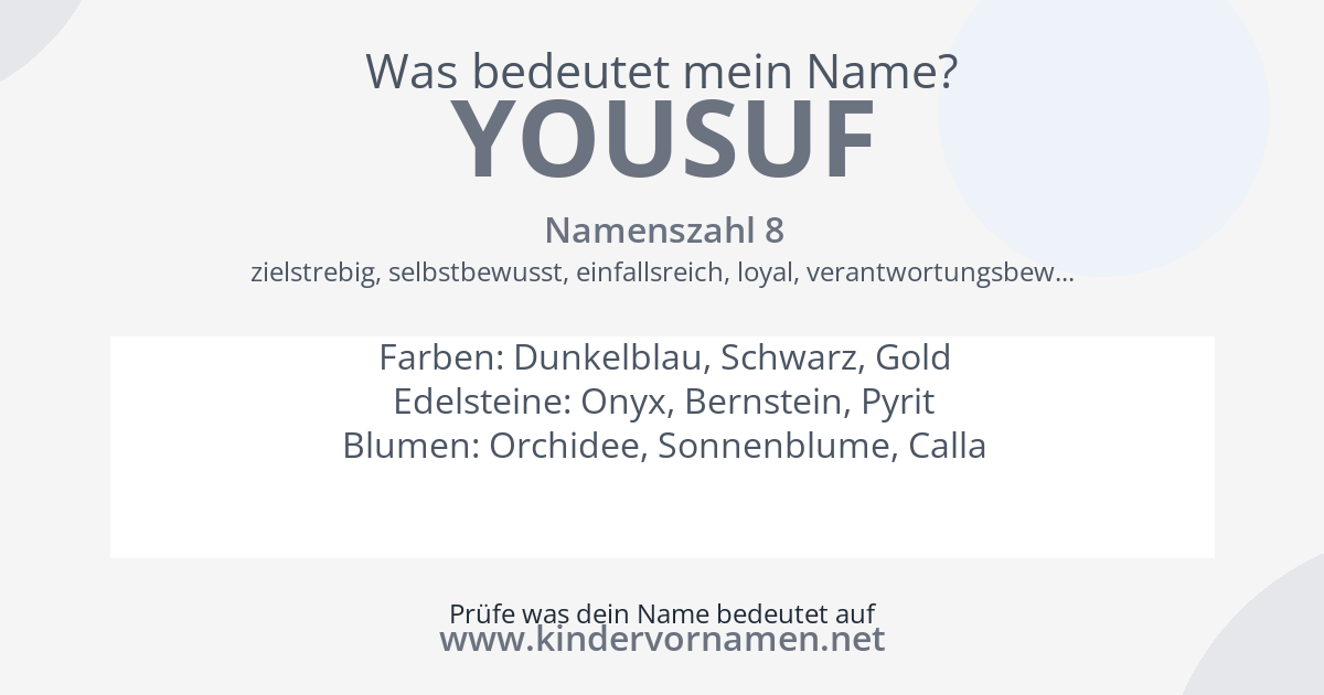 Was bedeutet der Name Yousuf?