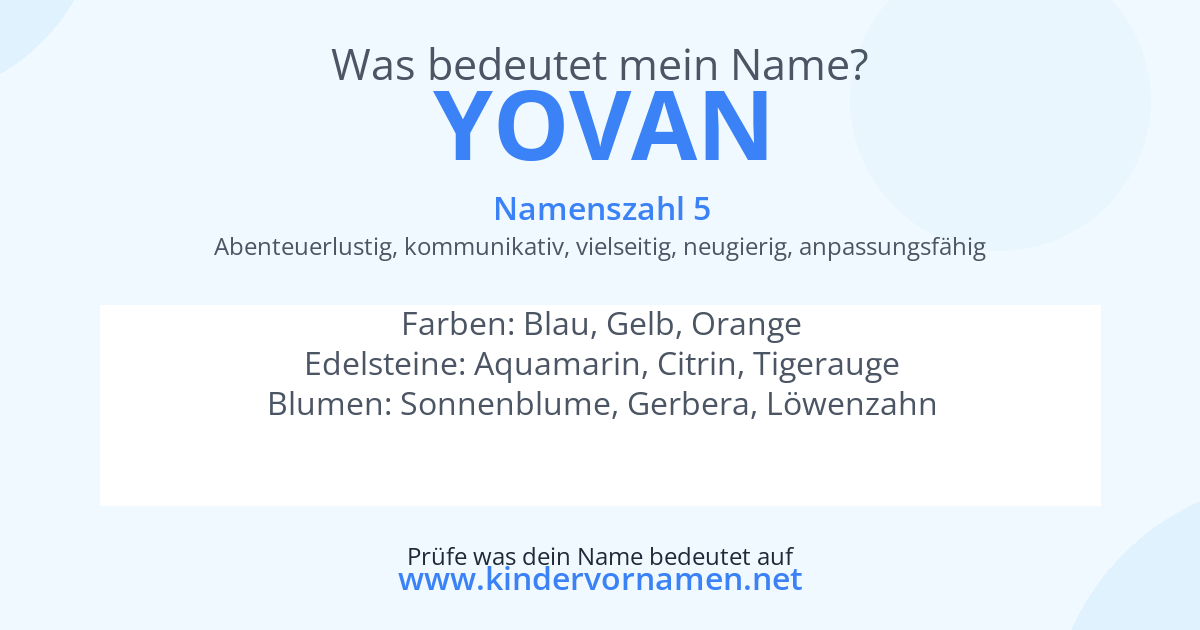 Was bedeutet der Name Yovan?